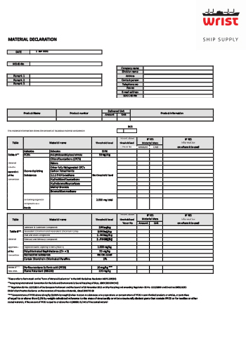 Material declaration